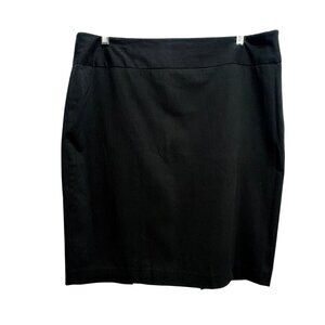 Liz Claiborne Black Pinstripe Pencil Skirt Size 16 Mid-Rise Side Zip Office Wear